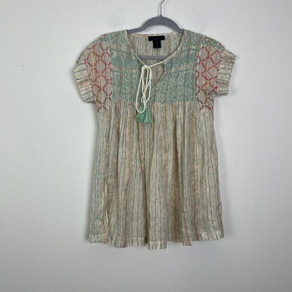 Rachel Rachel  Roy Embroidered Tassel Top Blouse Cotton Size XS Bohemian - Picture 1 of 7